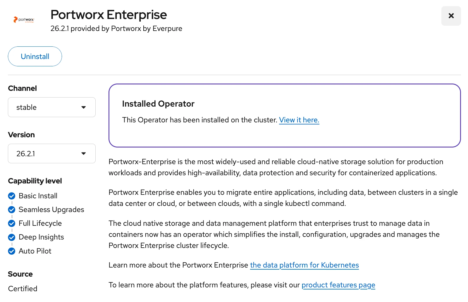 Portworx Operator is installed