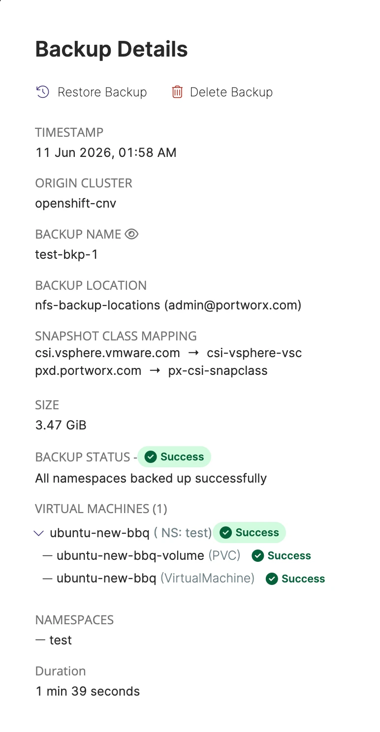 backup details