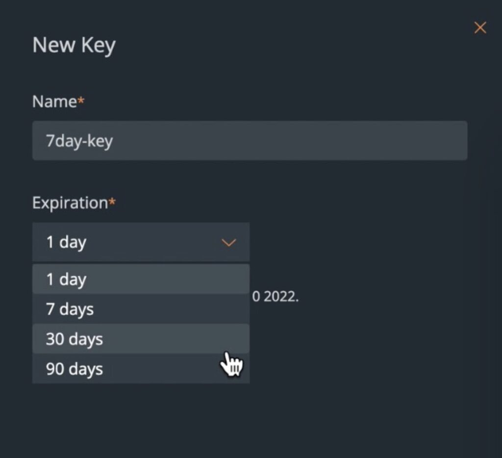 Generating a new API Key 