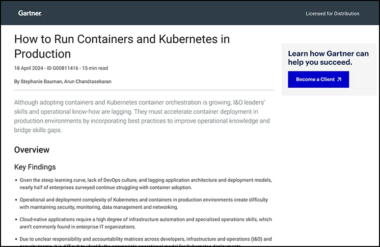 Gartner: How to Run Containers and Kubernetes in Production