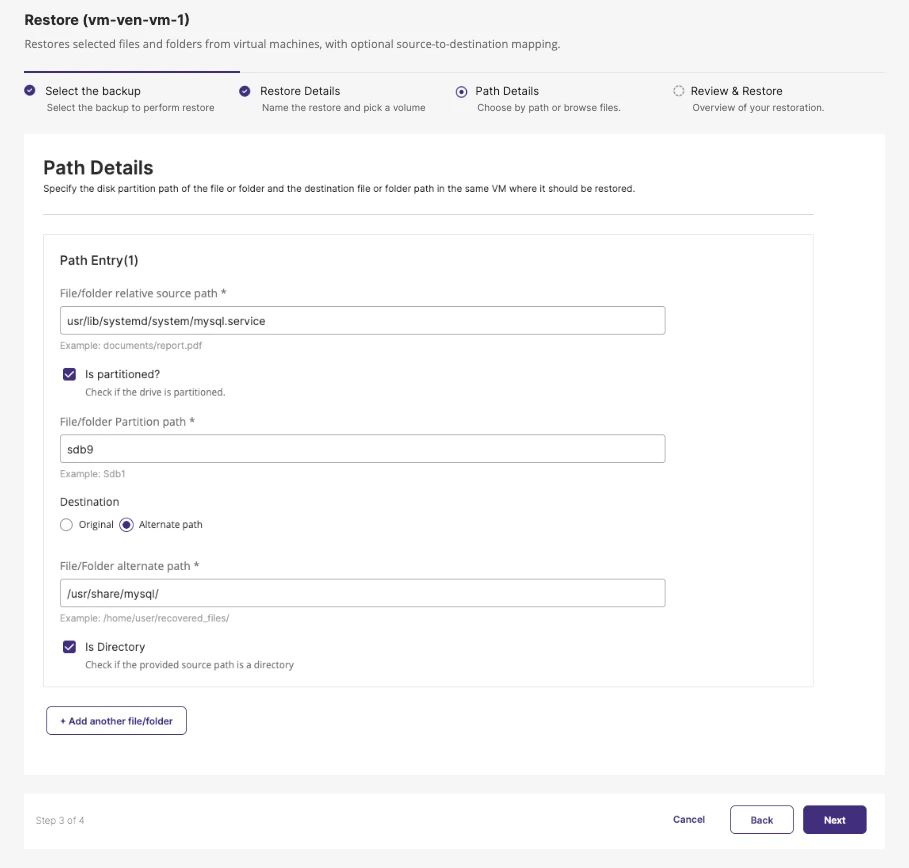 Restore path details