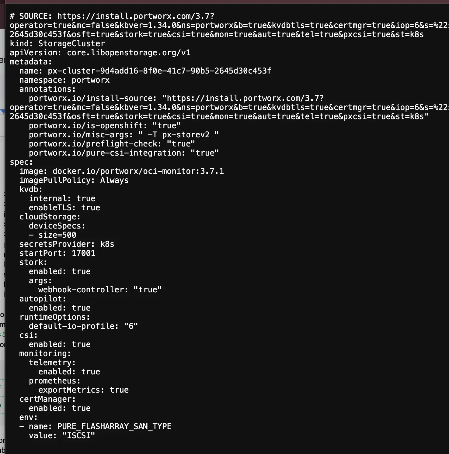 px tenant storage cluster